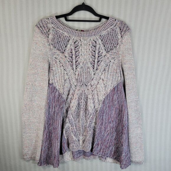 Anthropologie Moth Anita Cable Knit Swing Sweater Linen Cotton Blend Medium - Picture 1 of 9